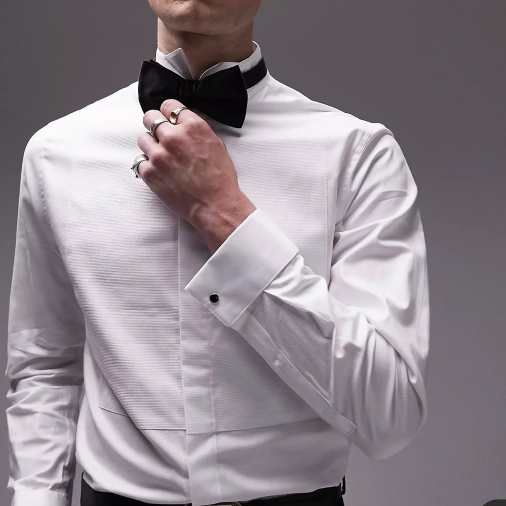 Men’s Topman Premium slim wing collar formal shirt in white size small NWT